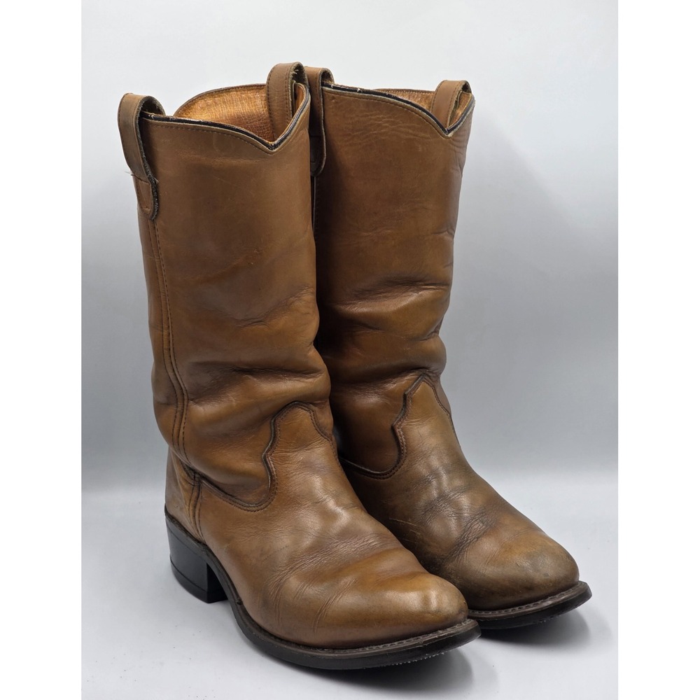 Vintage Double H Sub Zero Insulated Brown Leather Western Work Boots 7.5D